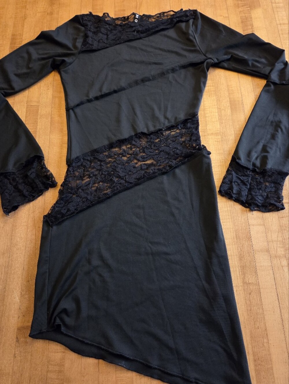 Motel Rocks Black Asymetrical Dress With Lace Cutouts XS
